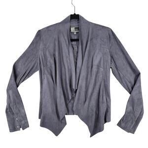 Kut from Kloth M Womens‎ Faux Suede Leather Moto Jacket Gray Stretch punk preppy